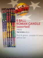 5 ball roman candle assorted