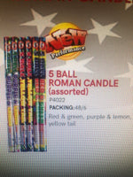 5 ball roman candle assorted